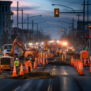 Construction cones on the road in Langley, helping to reduce congestion with professional traffic control.